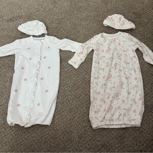 Little Me White and Pink Floral Nightgown Set